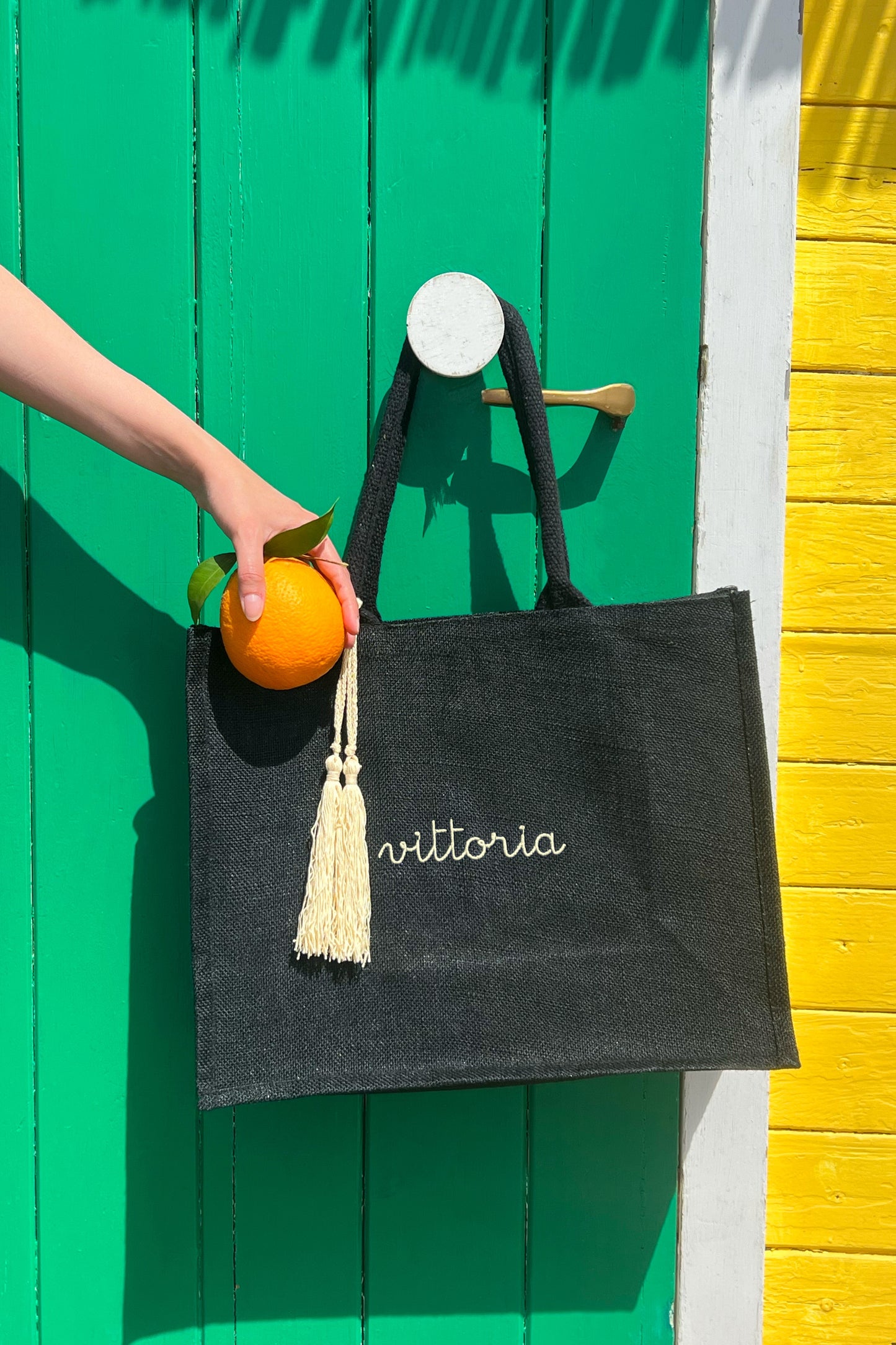 Borsa Tote in Juta - Nero