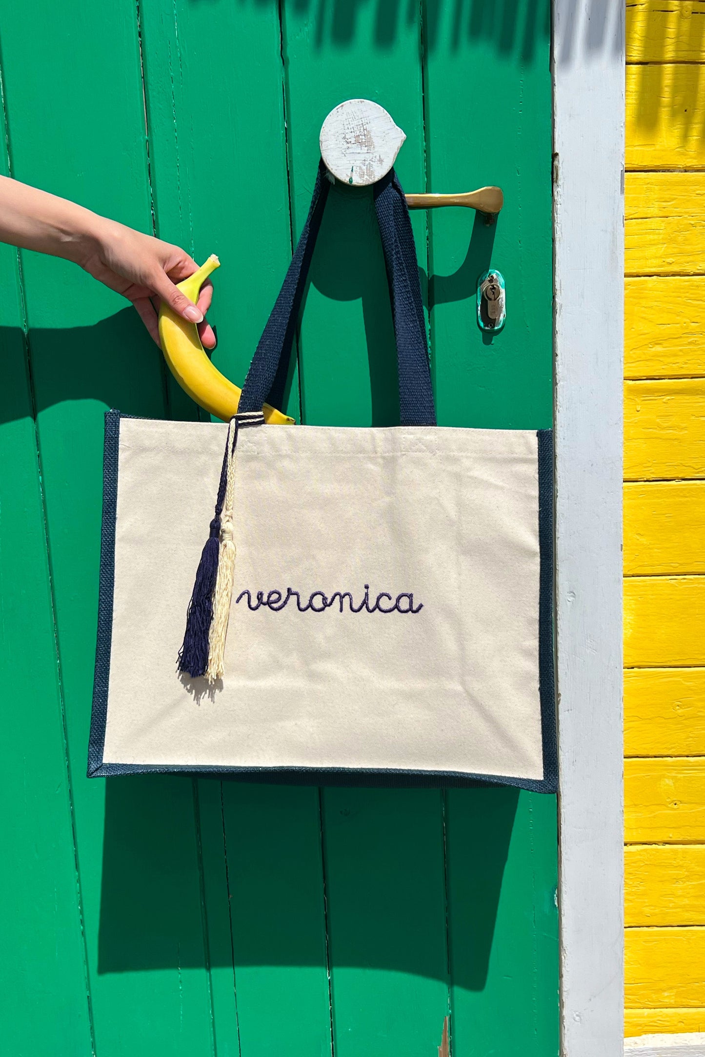 Borsa Tote in Cotone - Blu navy