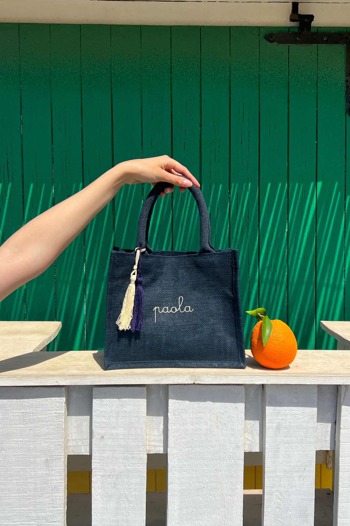 Borsa Mini in Juta - Blu navy