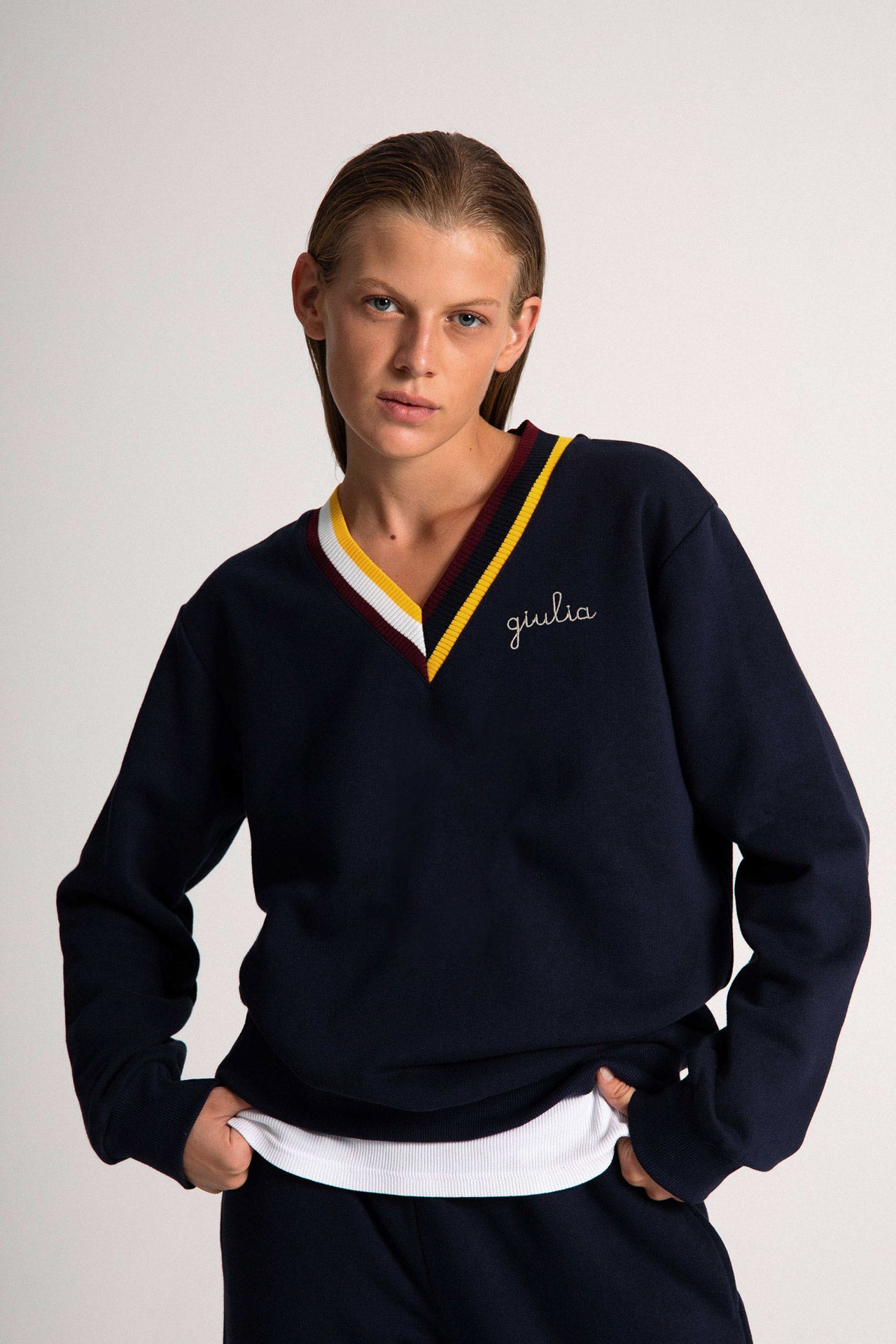 Monash V-Neck - Prussia Blue