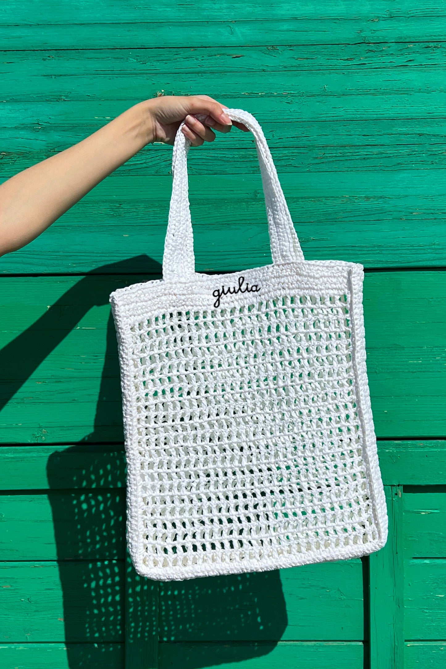 Borsa Tote in Rafia - Bianco