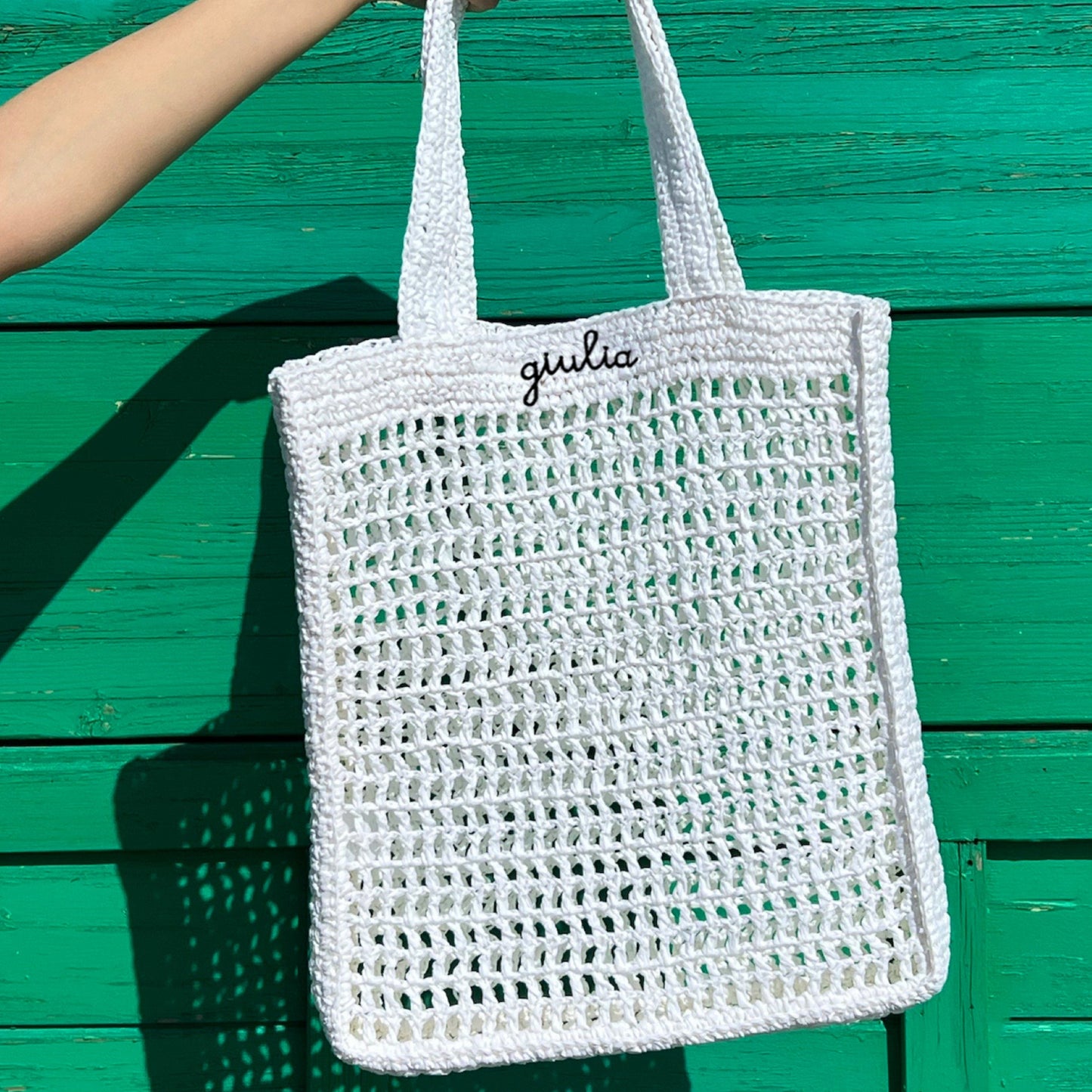 Borsa Tote in Rafia - Bianco