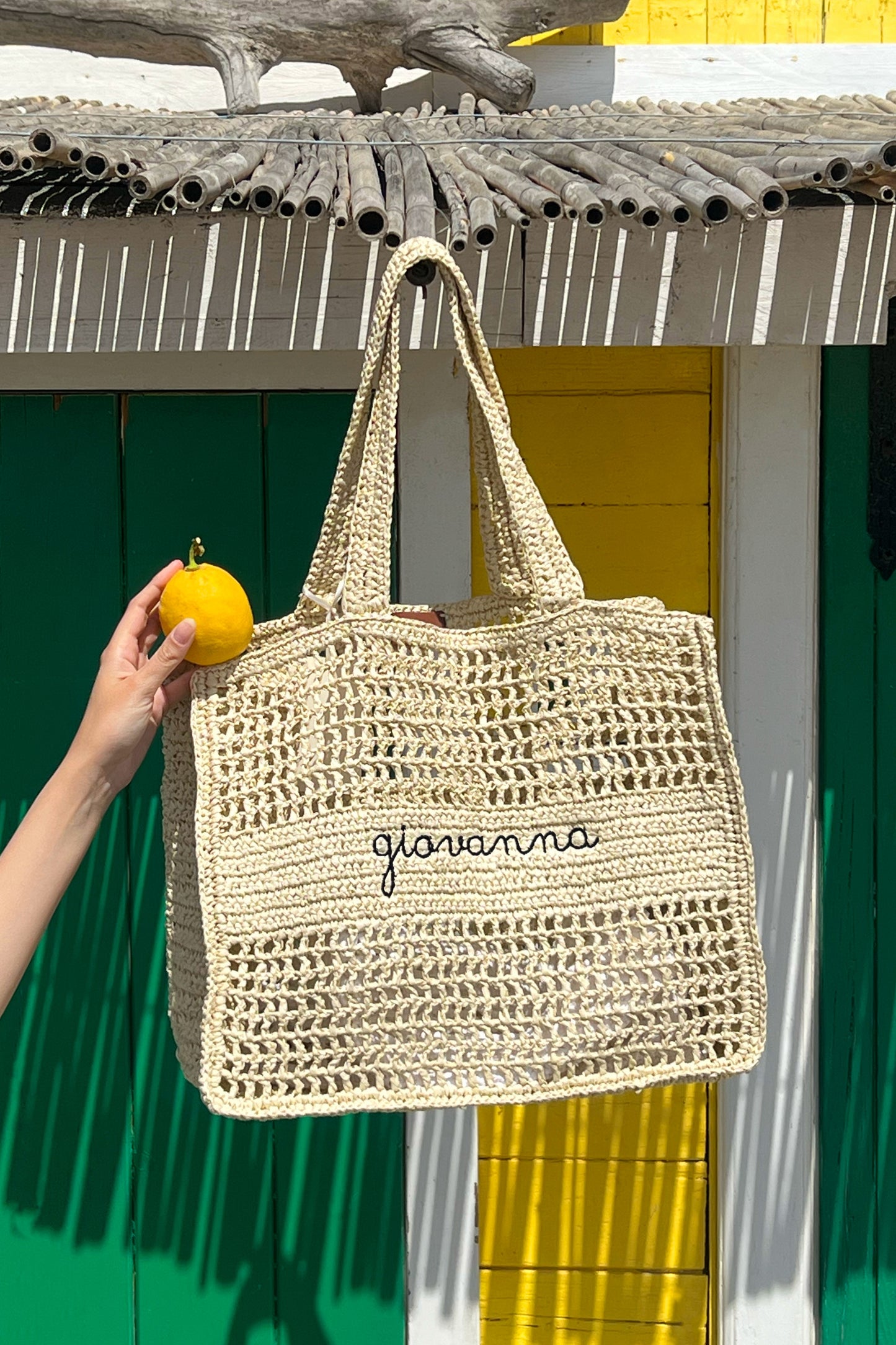 Borsa a Spalla in Rafia - Naturale