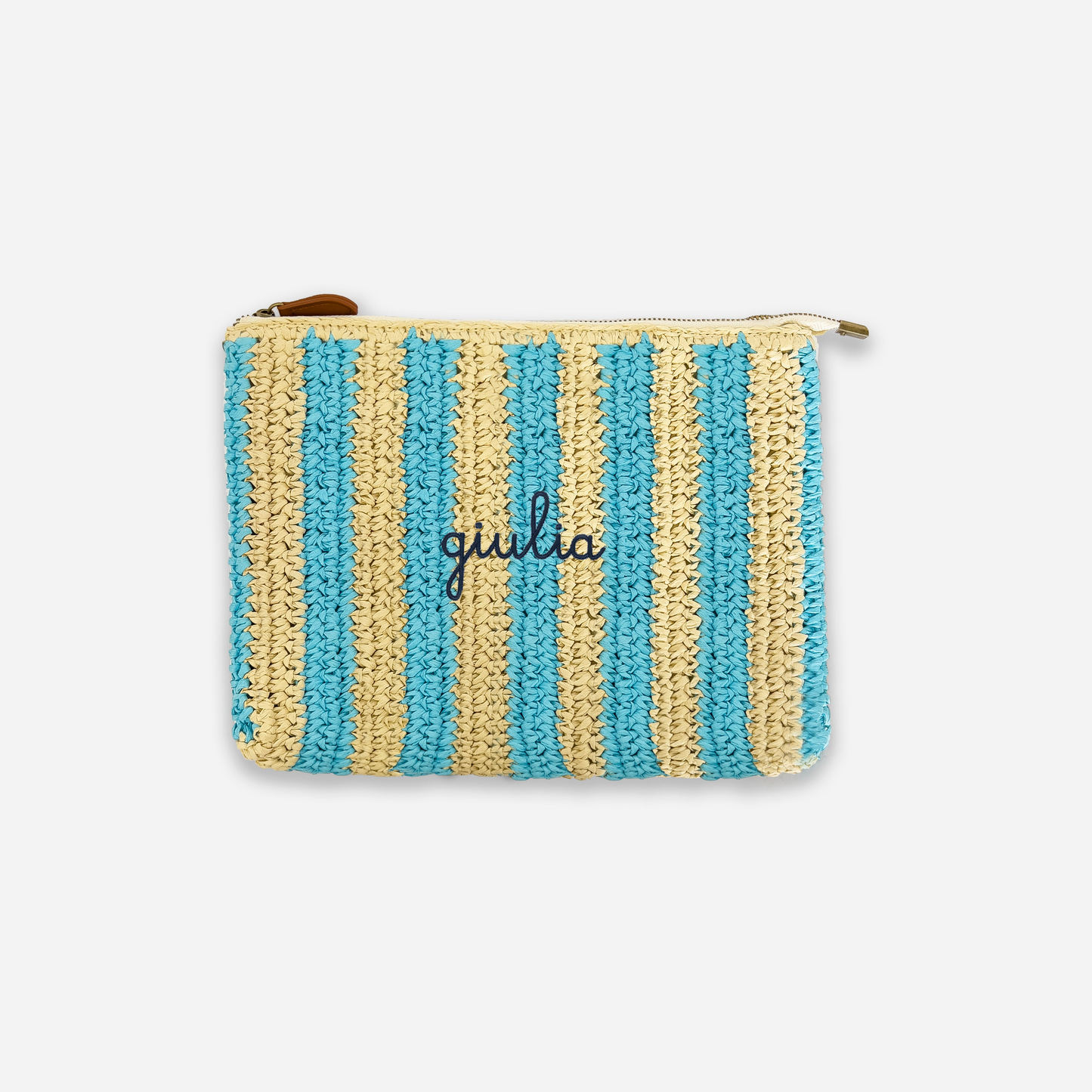 Pouch Bag in Rafia - Righe Azzurre