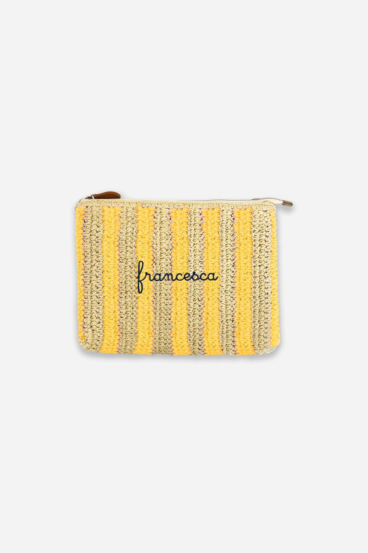 Pouch Bag in Rafia - Righe Gialle