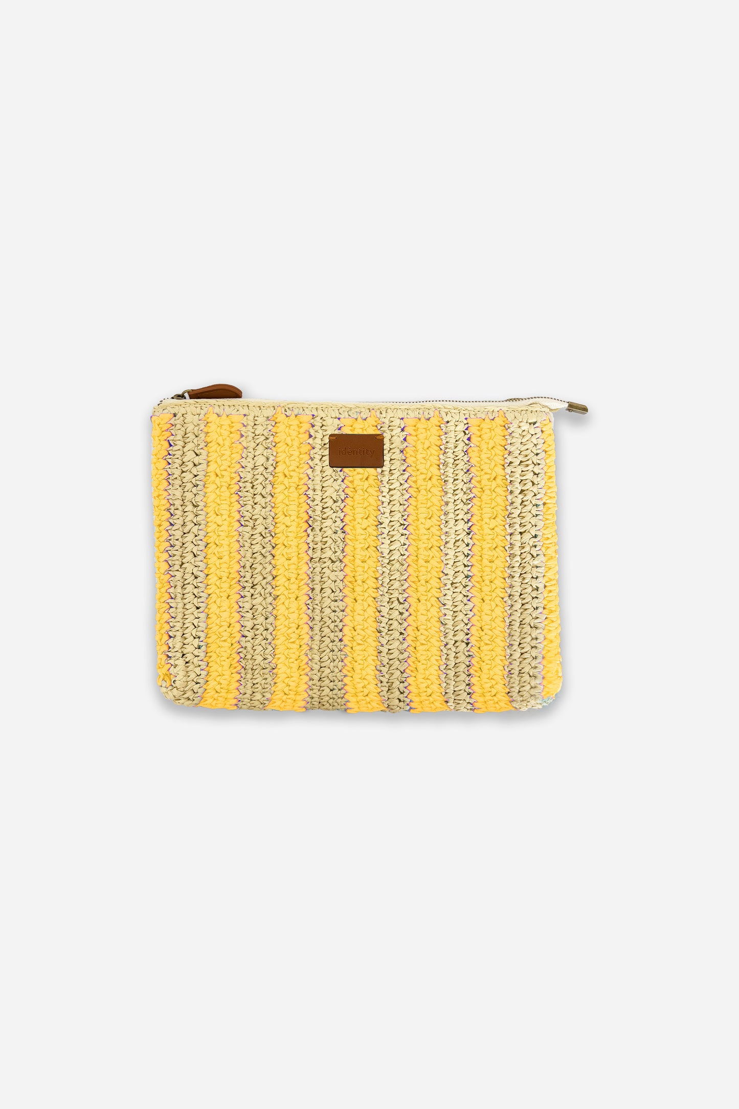 Pouch Bag in Rafia - Righe Gialle