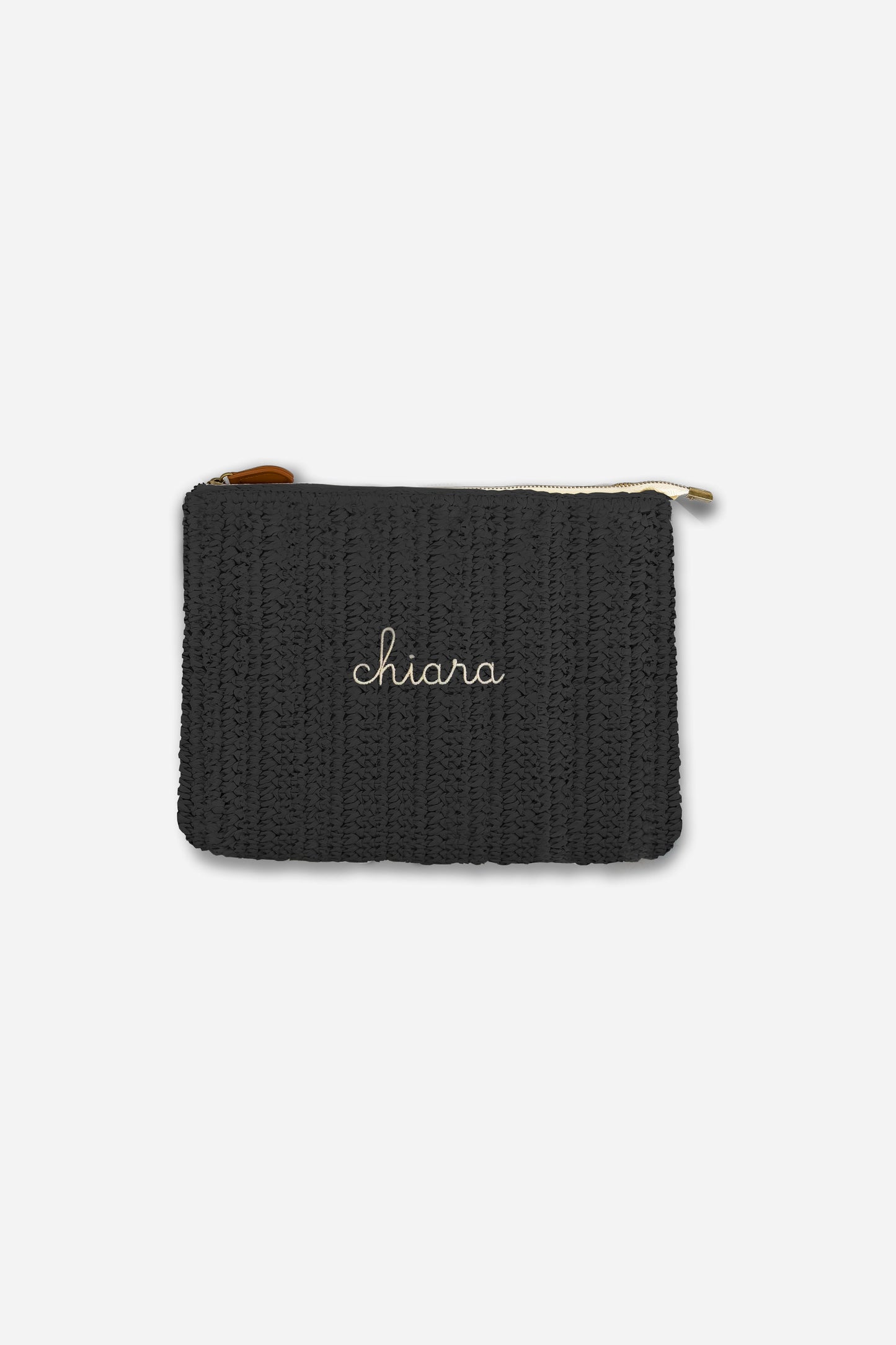 Pouch Bag in Rafia - Nero