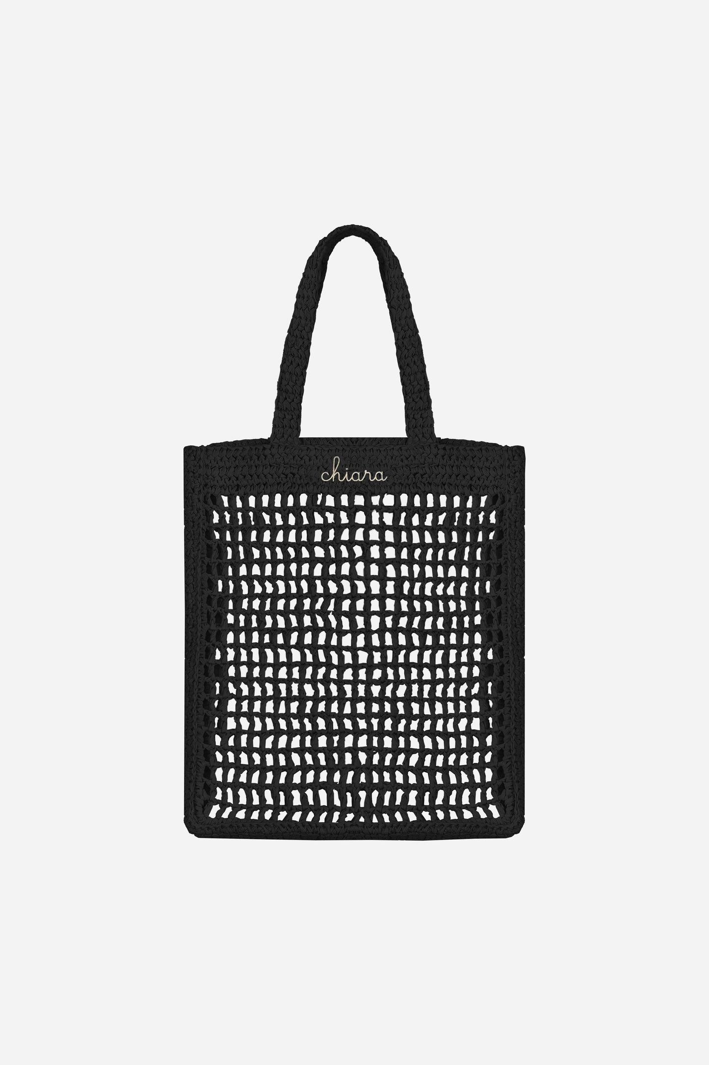 Borsa Tote in Rafia - Nero