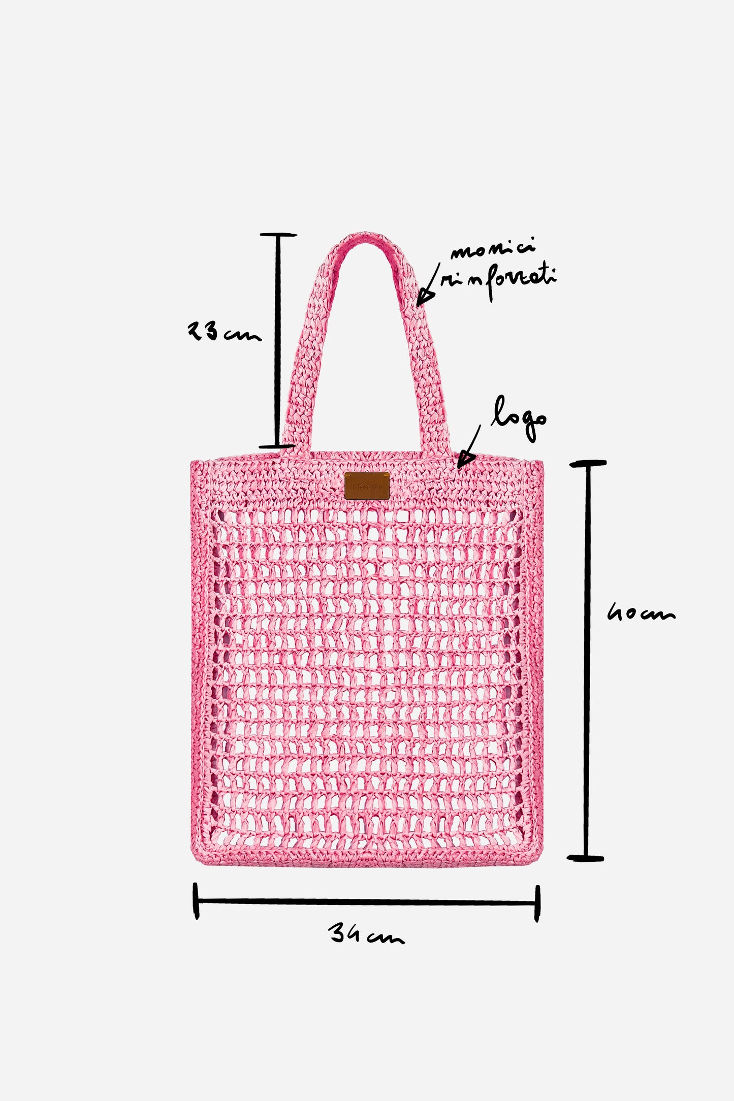 Borsa Tote in Rafia - Rosa