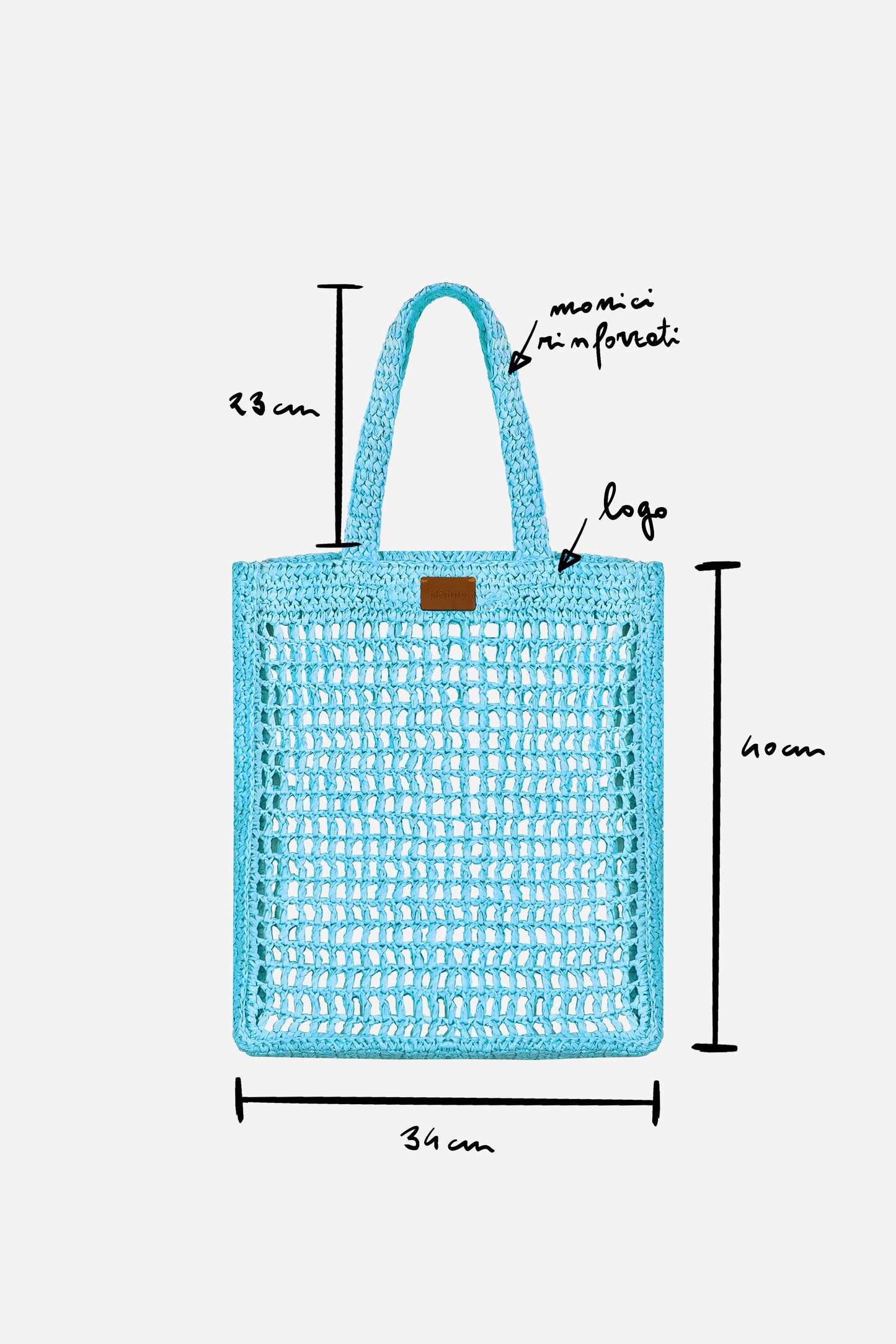 Borsa Tote in Rafia - Azzurro