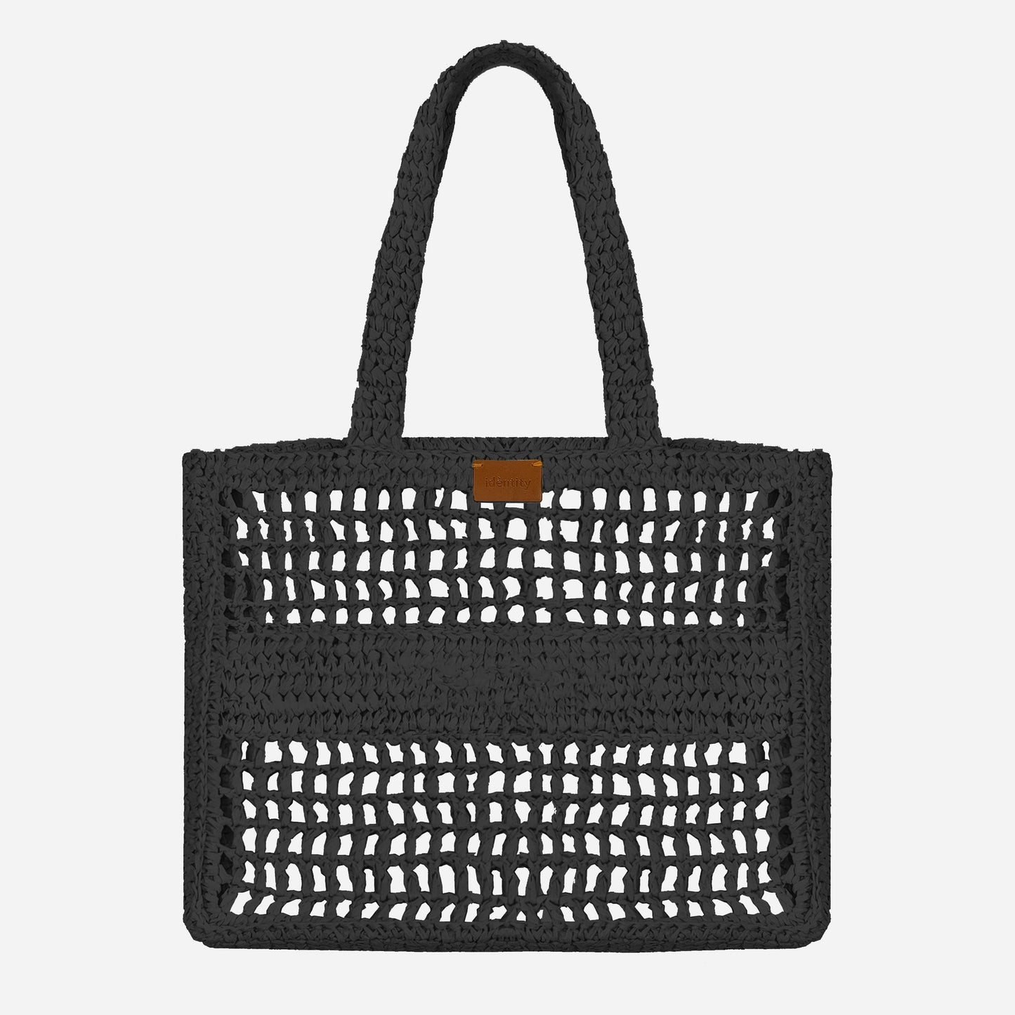 Borsa a Spalla in Rafia - Nero