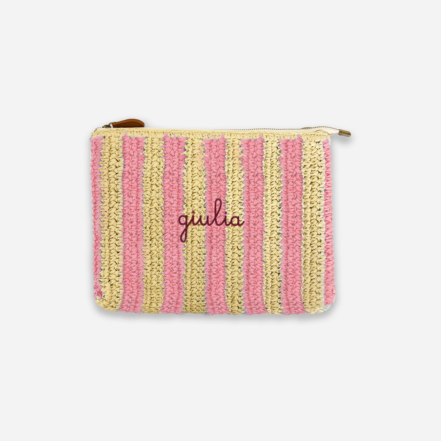 Pouch Bag in Rafia - Righe Rosa