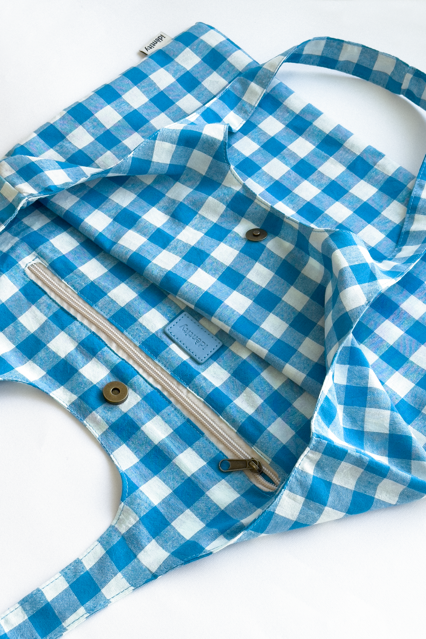 Borsa a spalla in Vichy - Azzurro