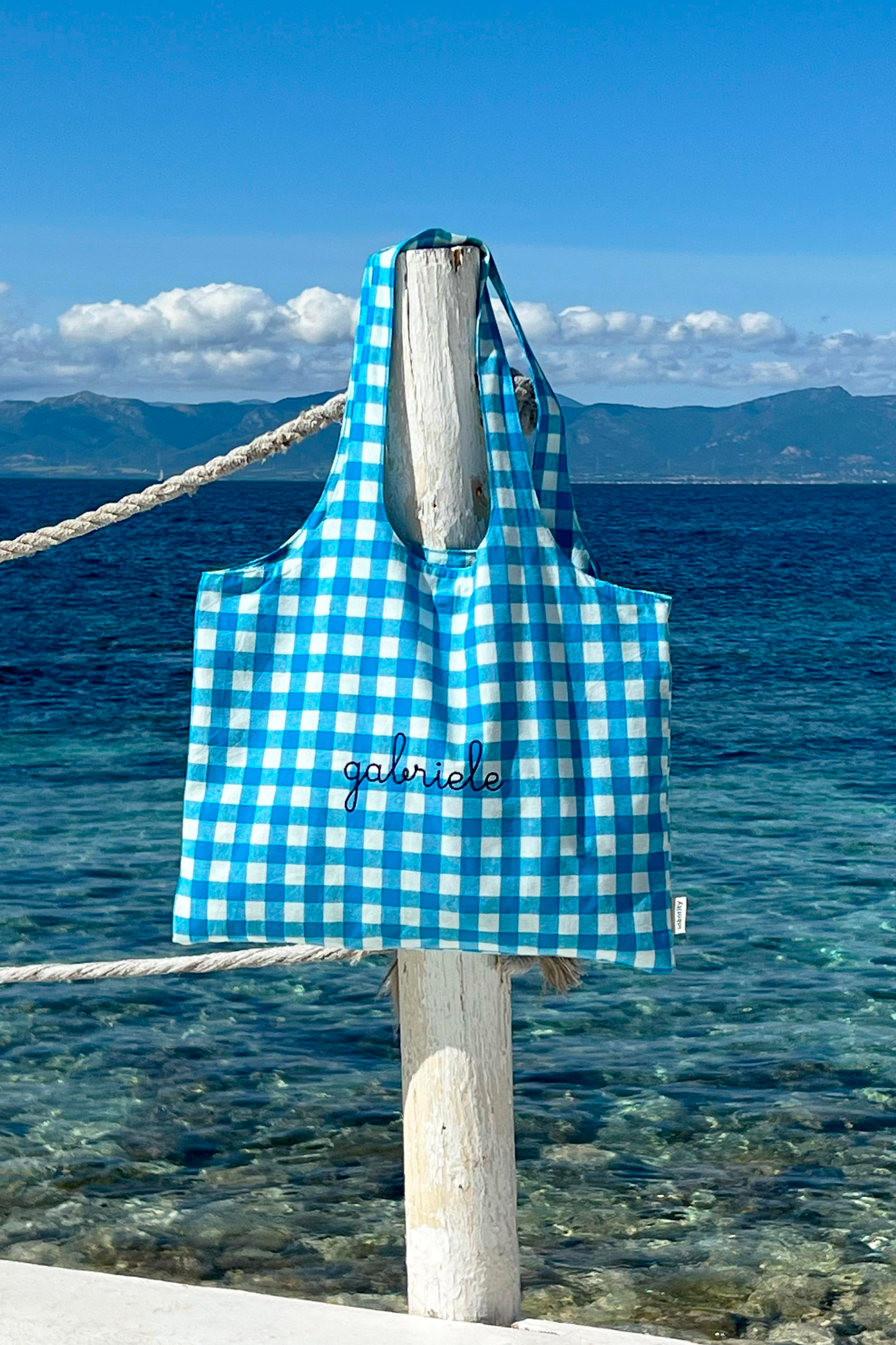 Borsa a spalla in Vichy - Azzurro
