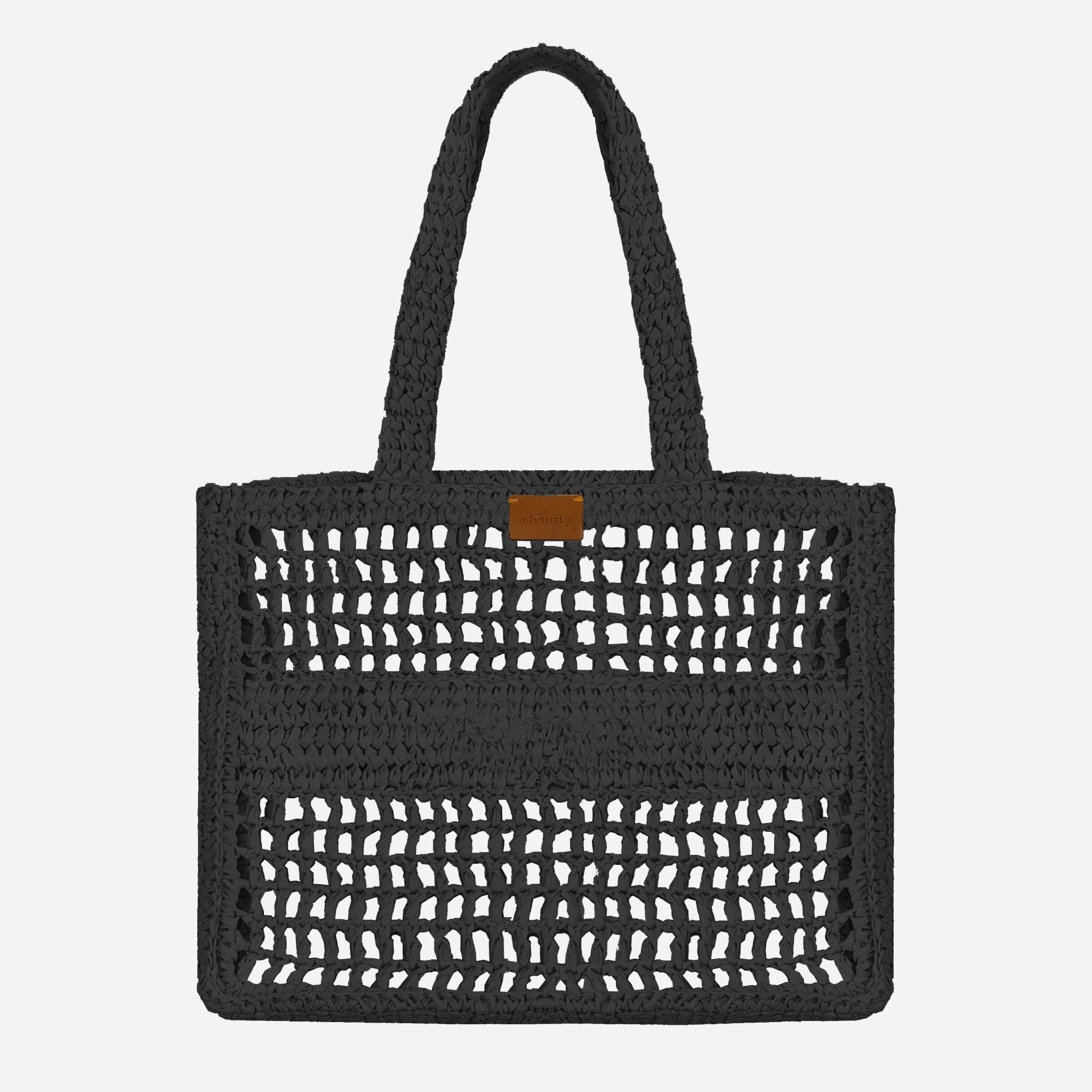 Borsa a Spalla in Rafia - Nero - IDENTITY