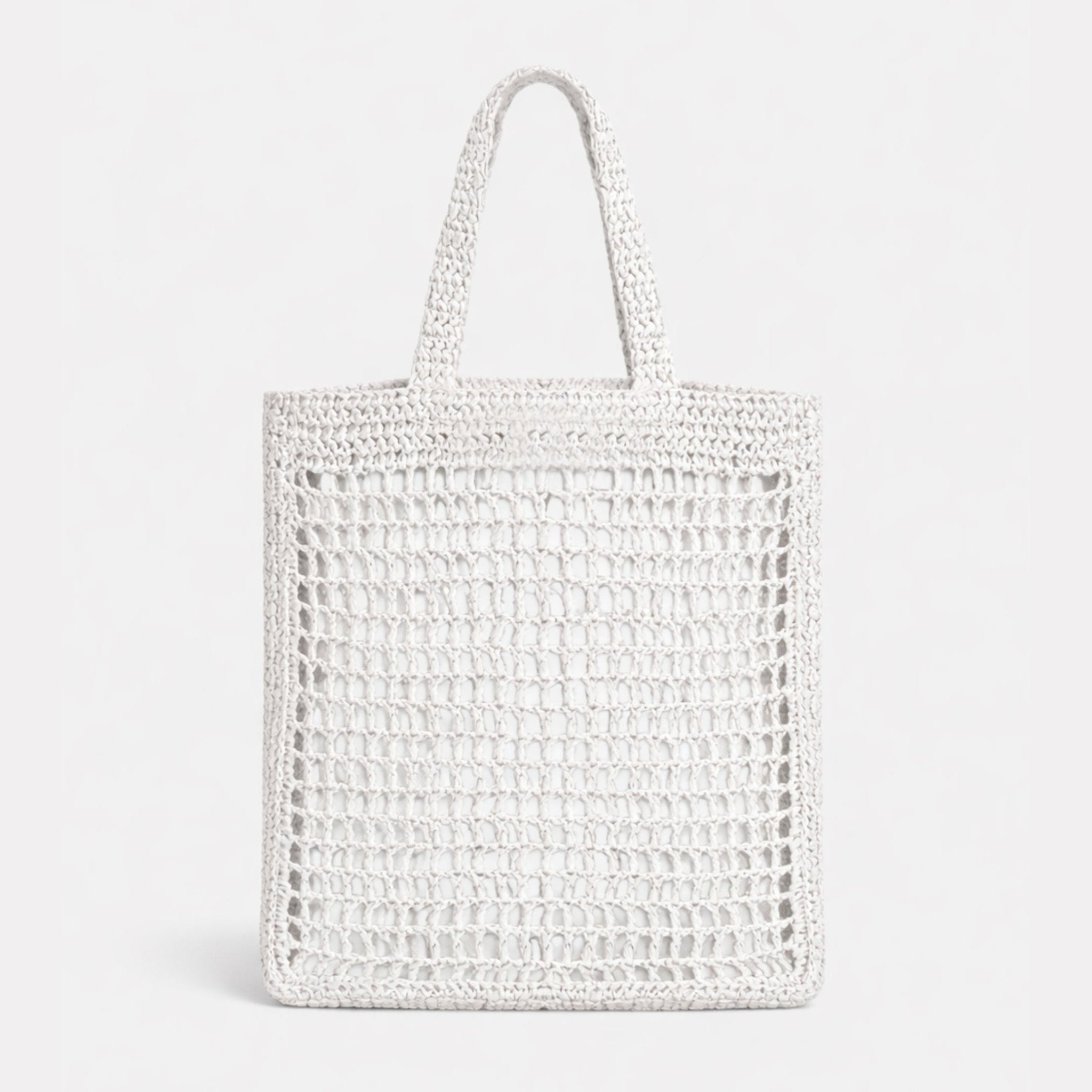 Borsa Tote in Rafia - Bianco - IDENTITY