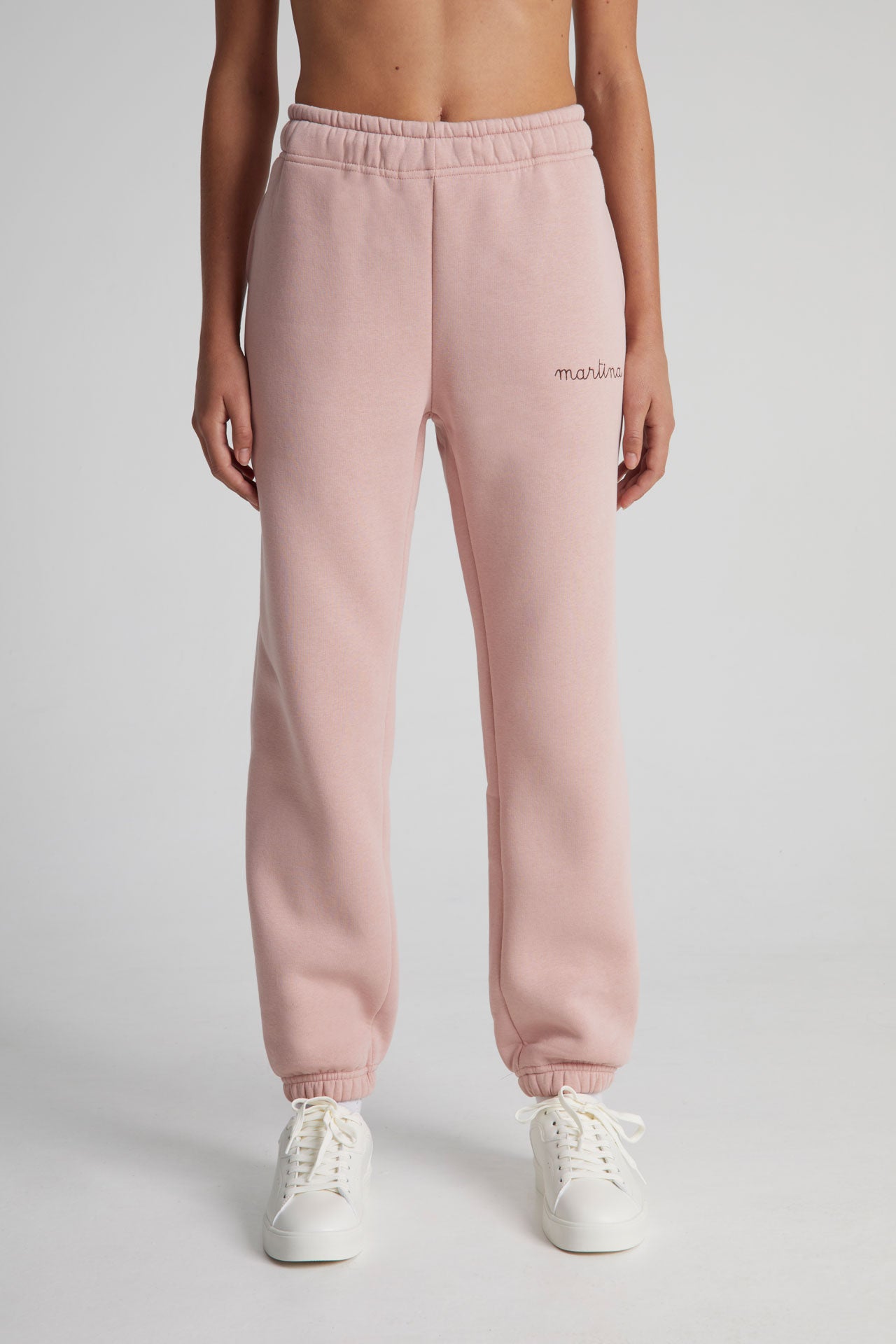 Pink and white track pants outlet