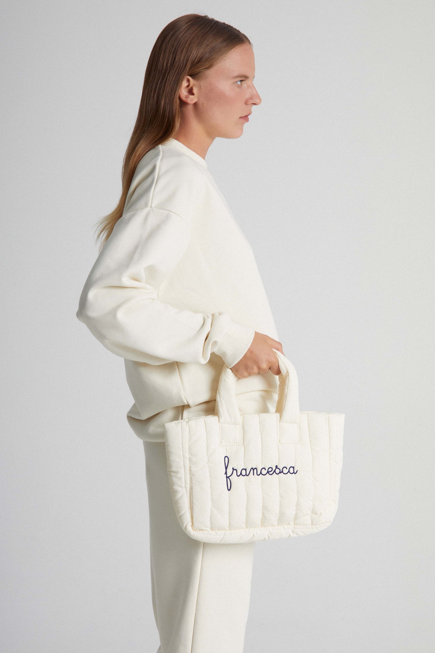 Borsa a Mano Imbottita - Crema