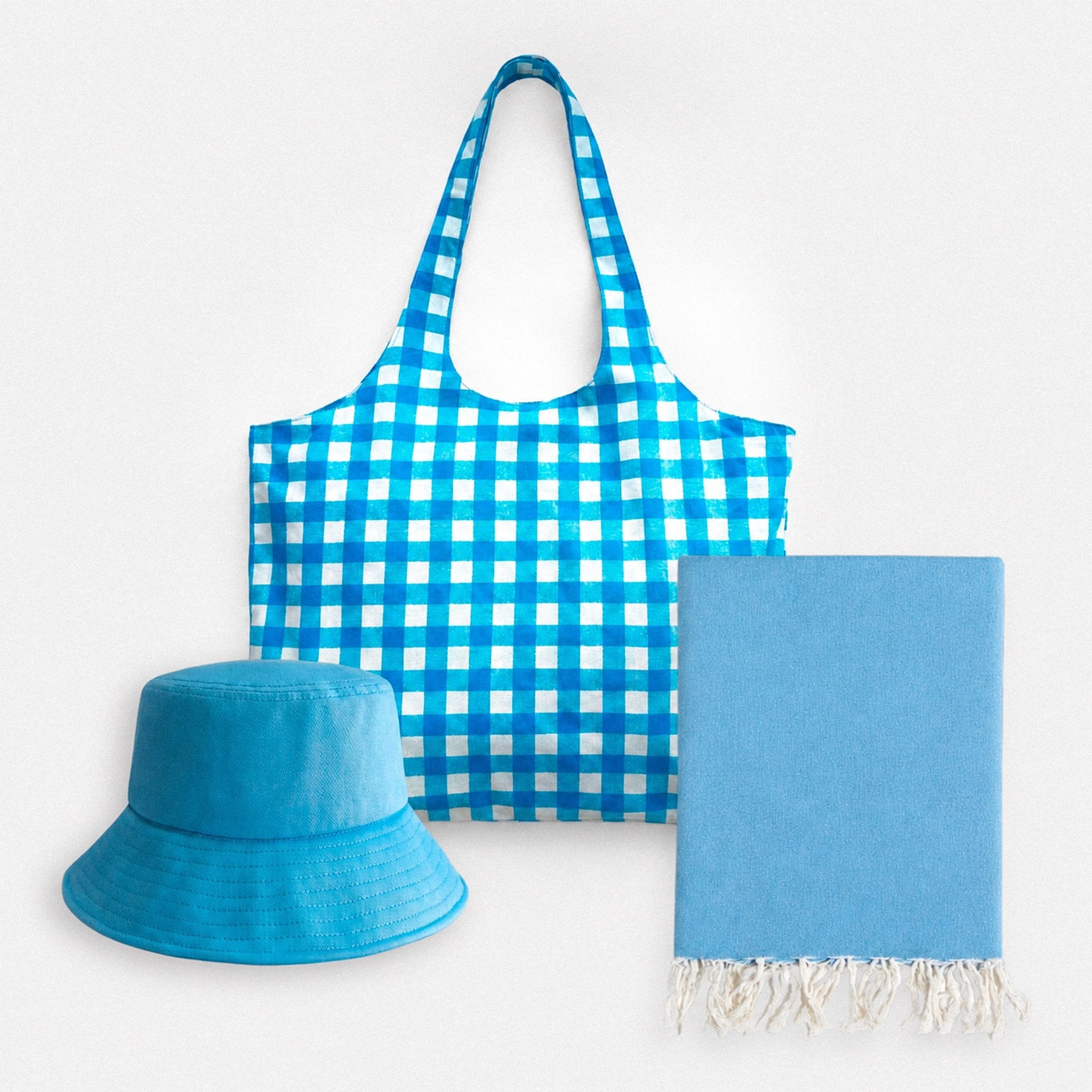 Set Vichy + Telo + Bucket - Azzurro - IDENTITY
