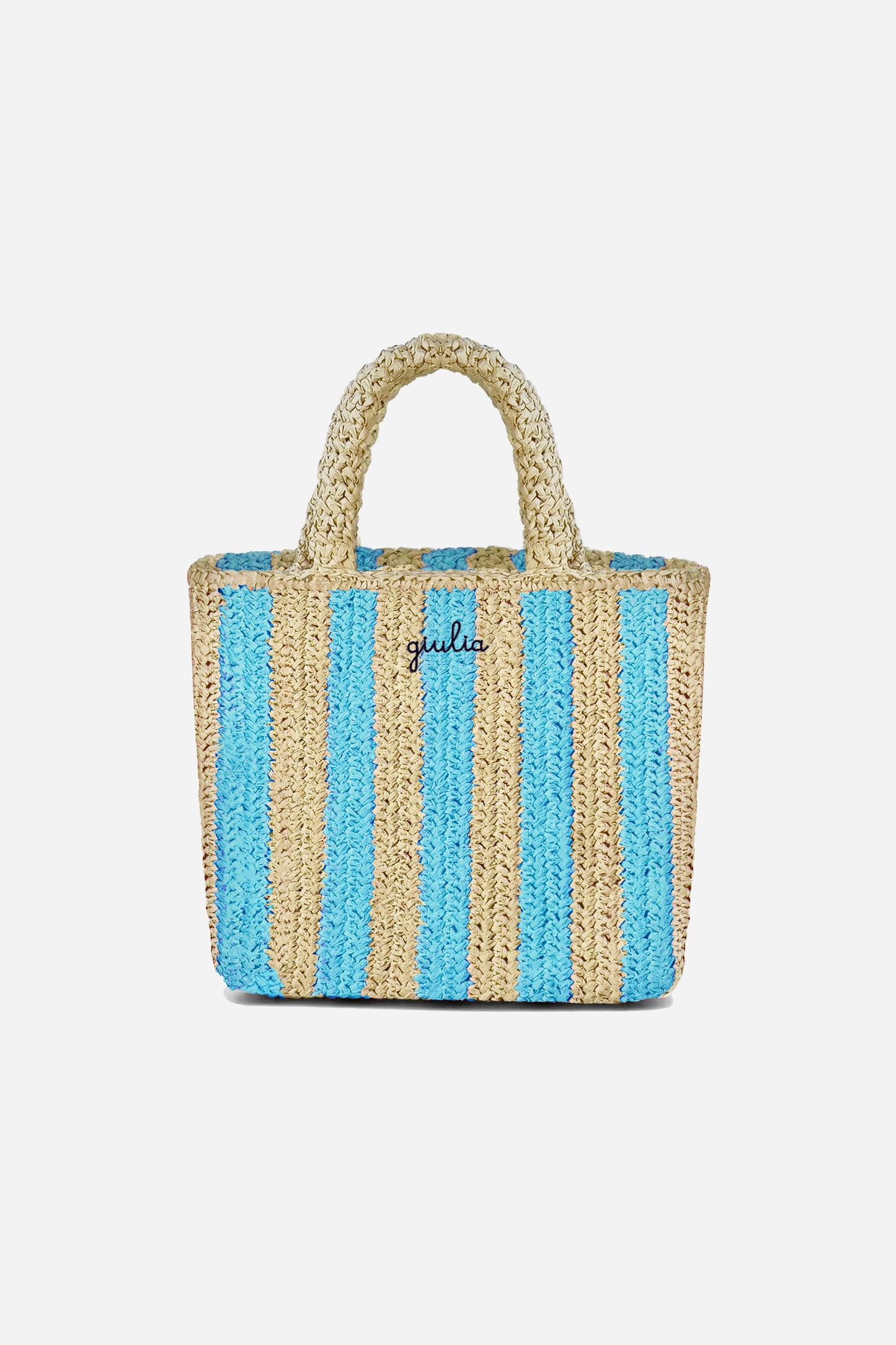 Rafia Handbag - Sky Stripes
