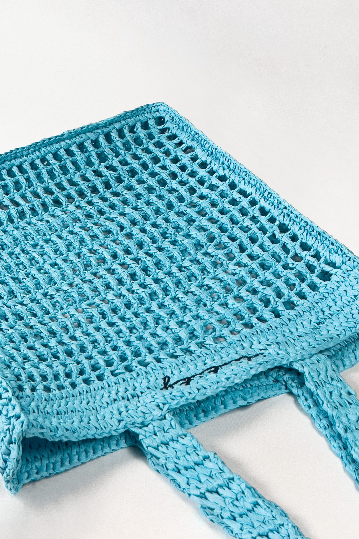Borsa Tote in Rafia - Azzurro