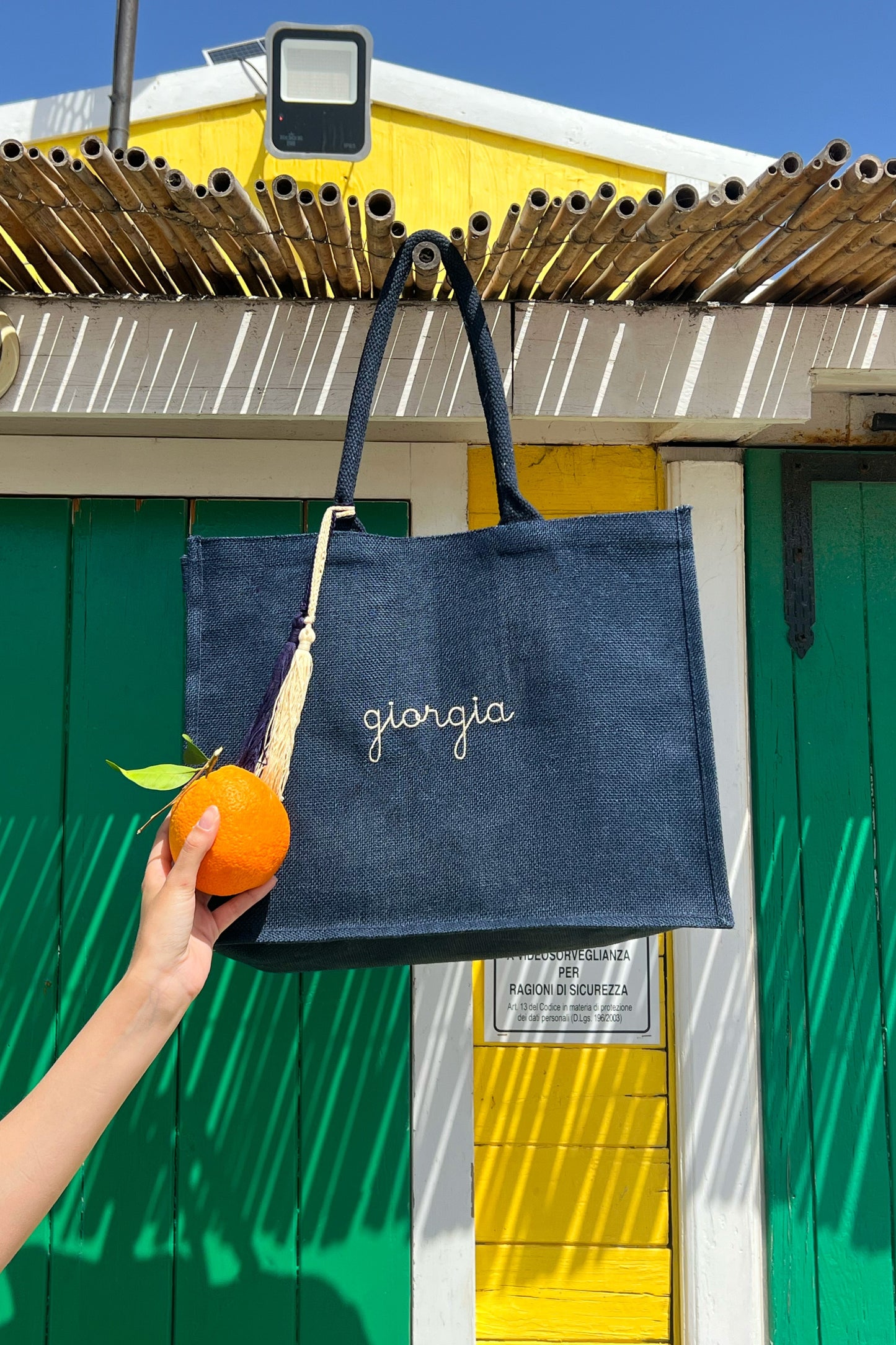 Borsa Tote in Juta - Blu Navy
