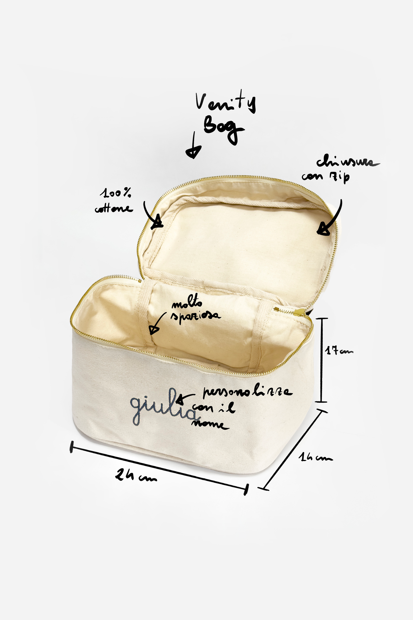 Borsa Vanity in Cotone - Naturale