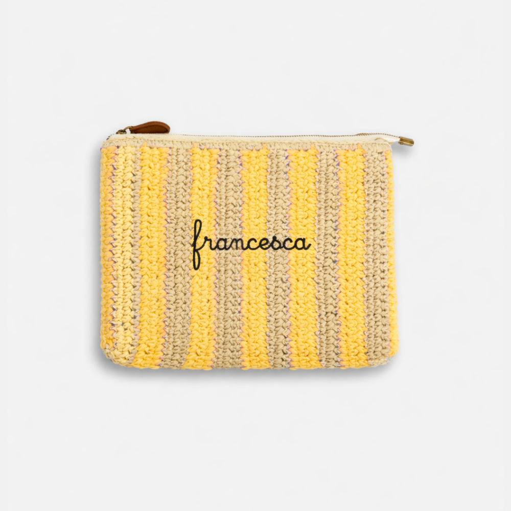 Pouch Bag in Rafia - Righe Gialle
