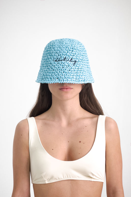 Rafia Bucket Hat - Sky