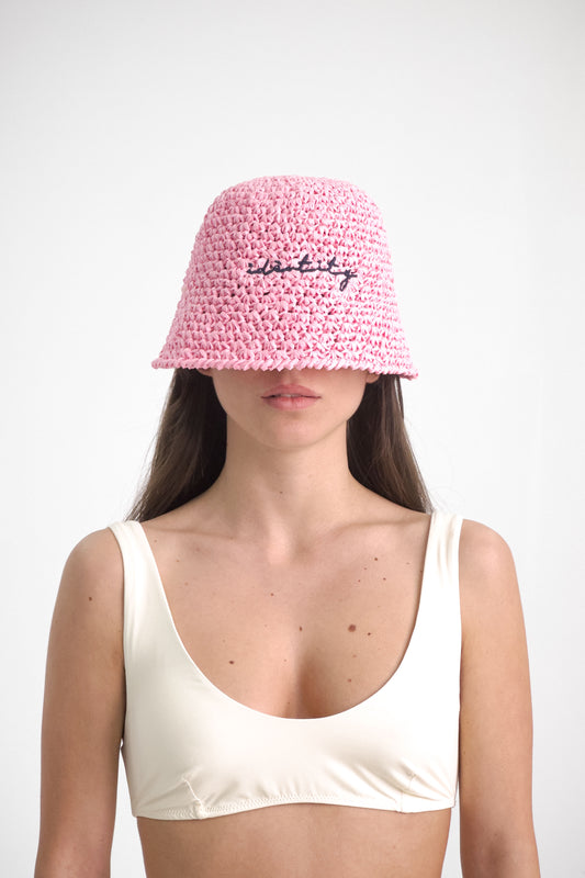 Rafia Bucket Hat - Pink