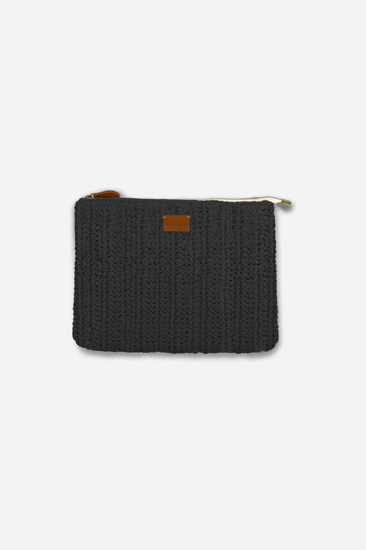 Pouch Bag in Rafia - Nero