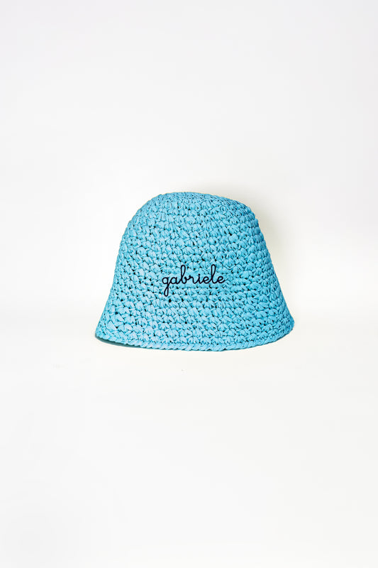 Rafia Bucket Hat - Sky