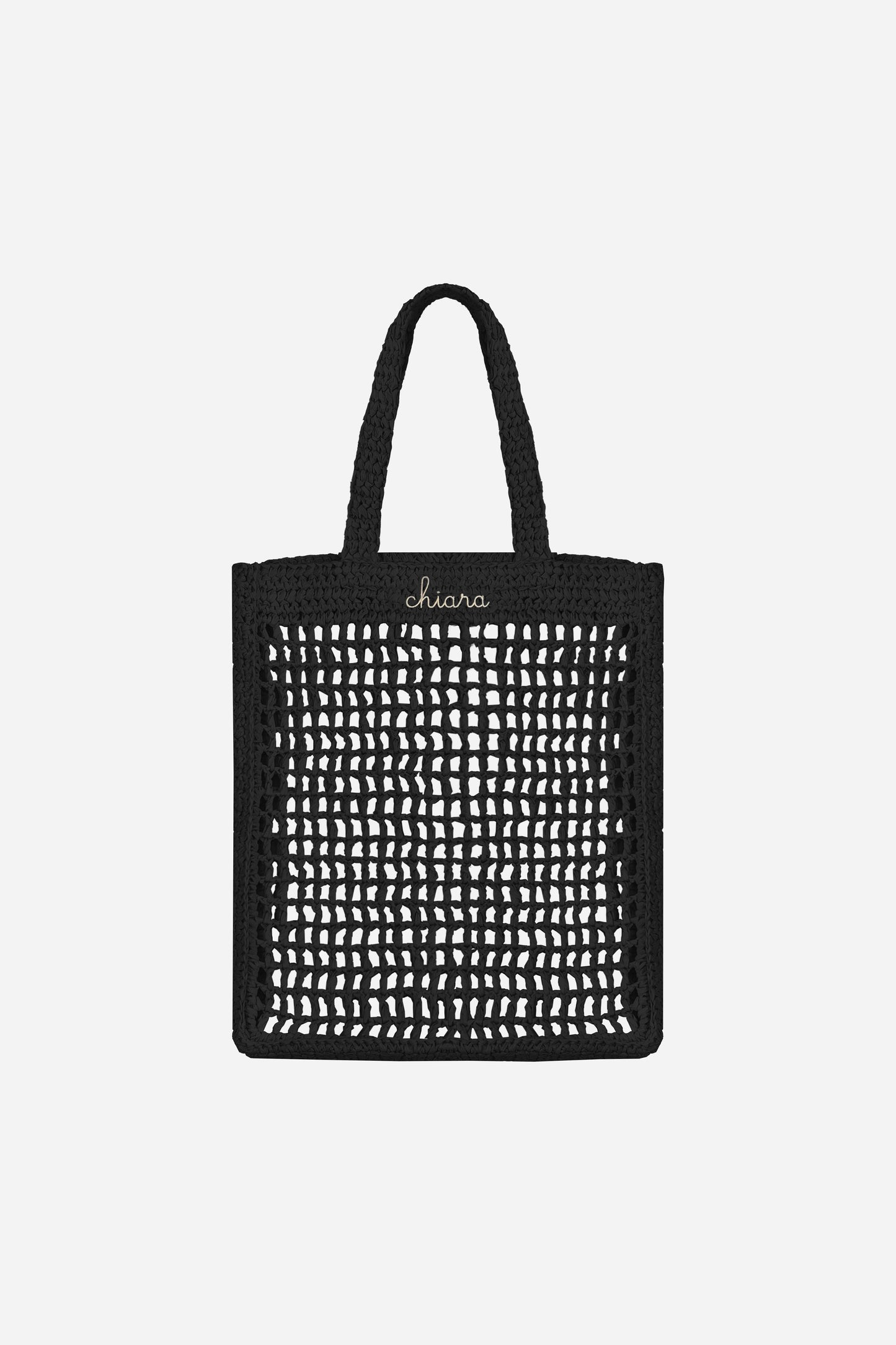 Borsa Tote in Rafia - Nero