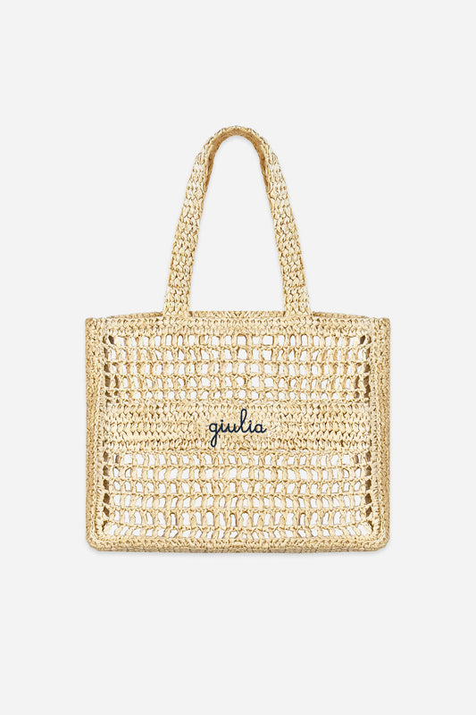 Borsa a Spalla in Rafia - Naturale