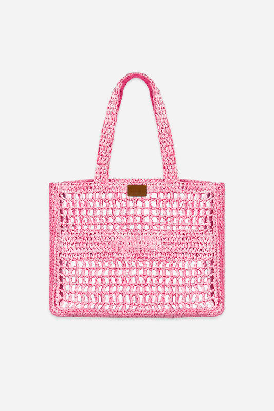 Borsa a Spalla in Rafia - Rosa