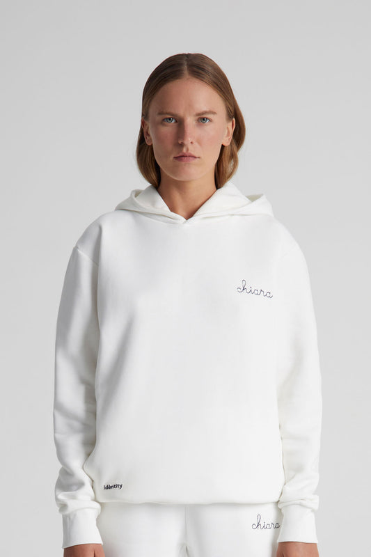 Felpa con Cappuccio Pesante - Bianco