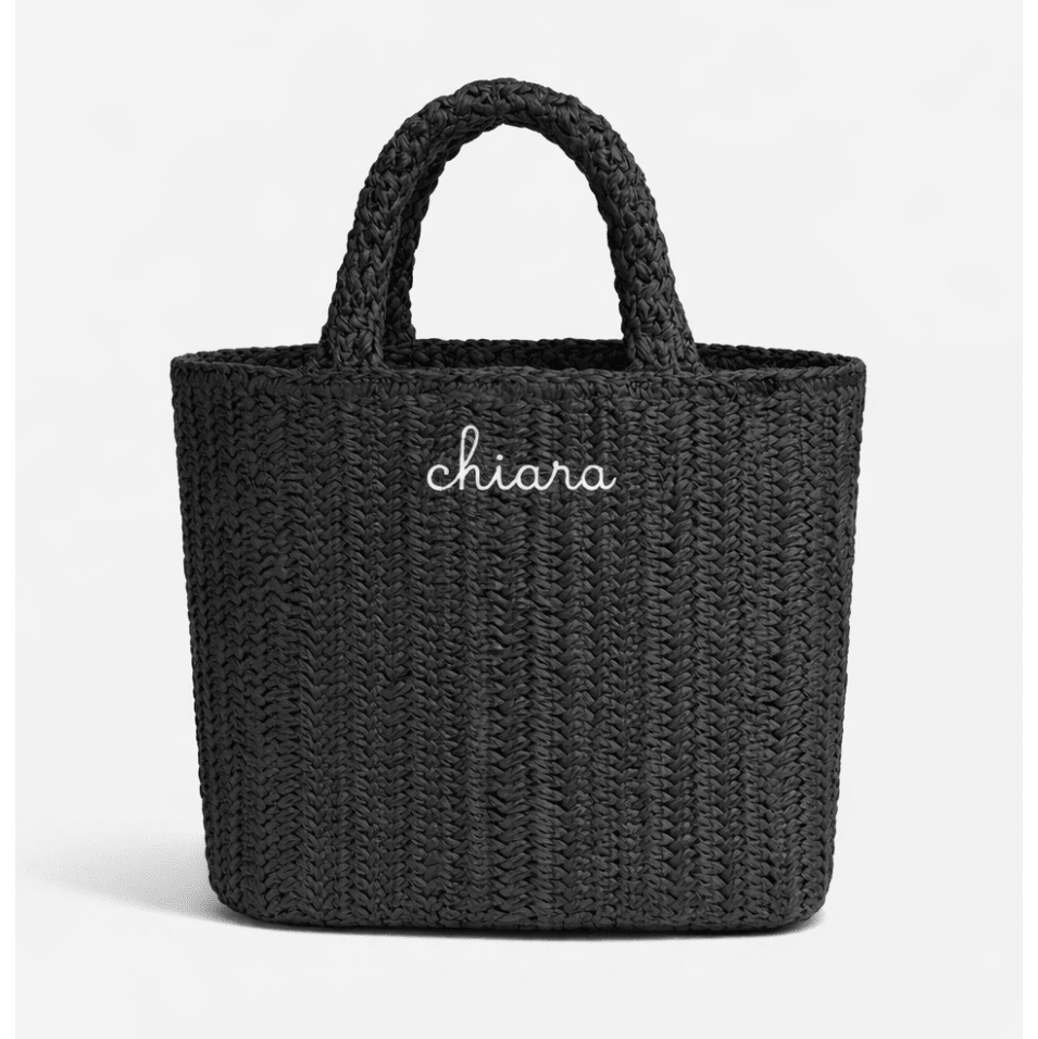 Borsa a Mano in Rafia - Nero - IDENTITY