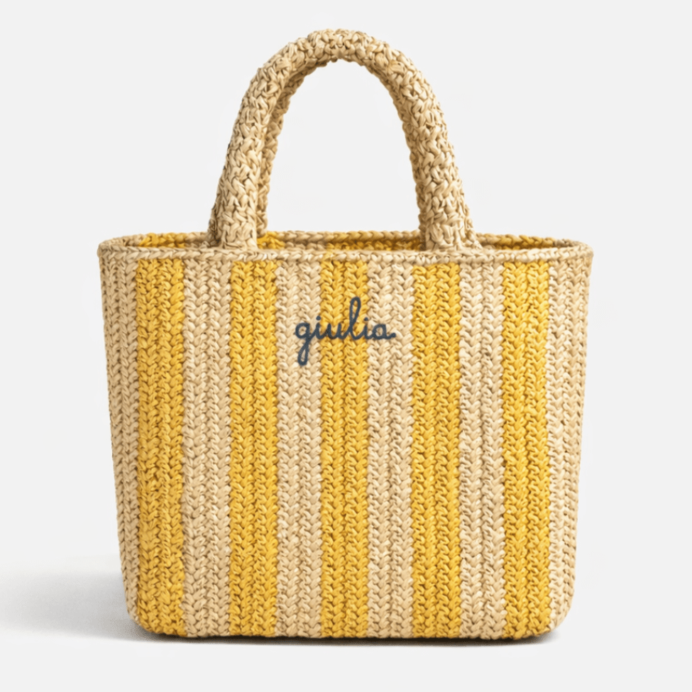 Borsa a Mano in Rafia - Righe gialle - IDENTITY