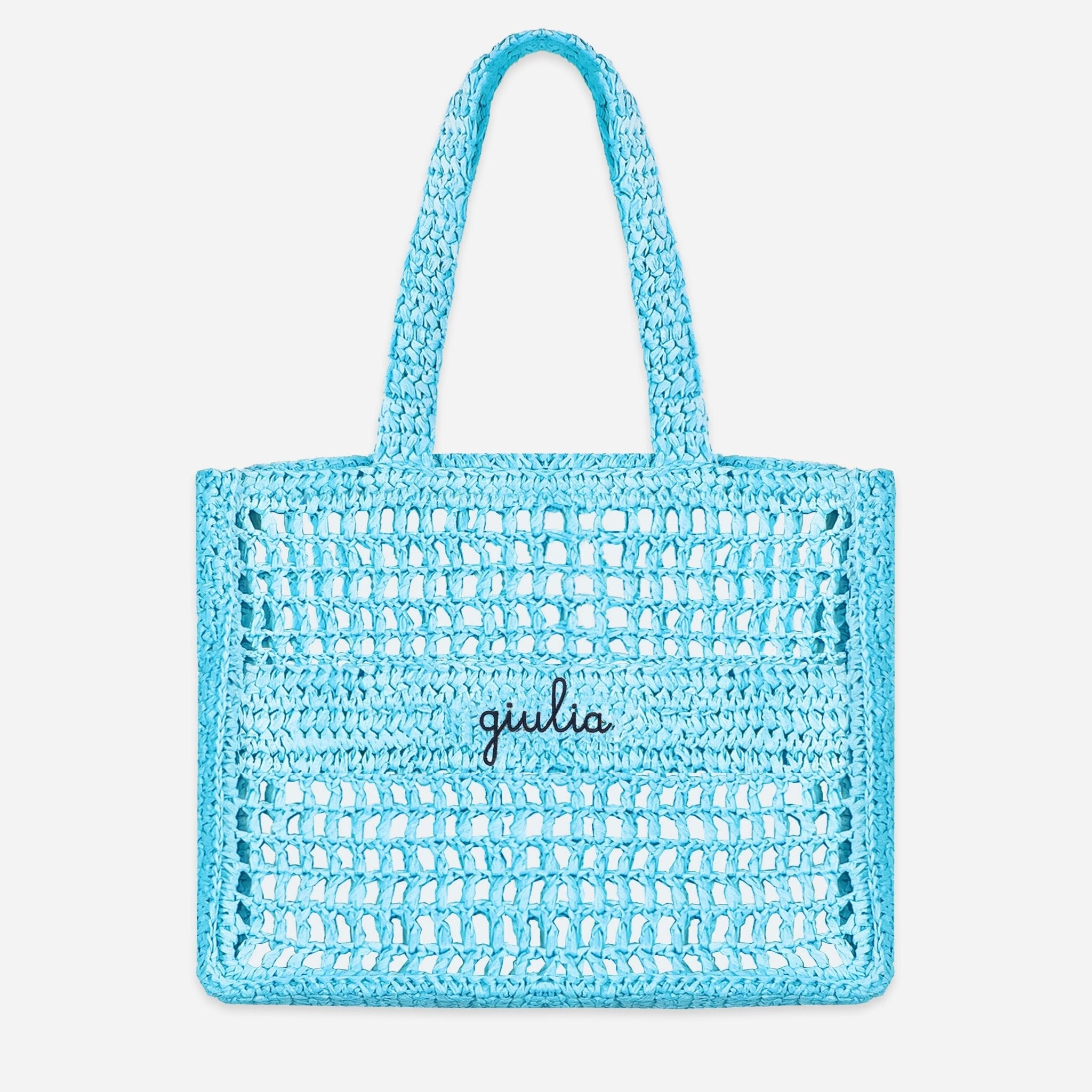Borsa a Spalla in Rafia - Azzurro - IDENTITY