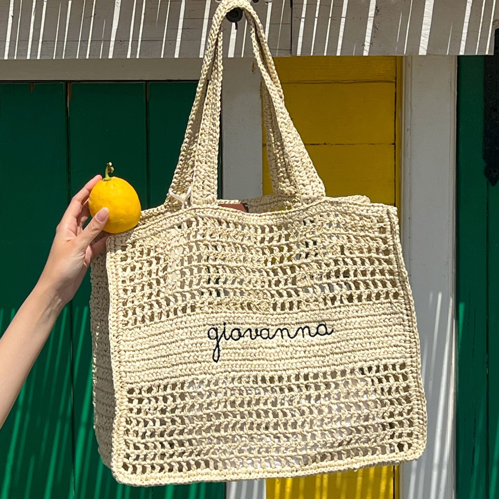 Borsa a Spalla in Rafia - Naturale - IDENTITY