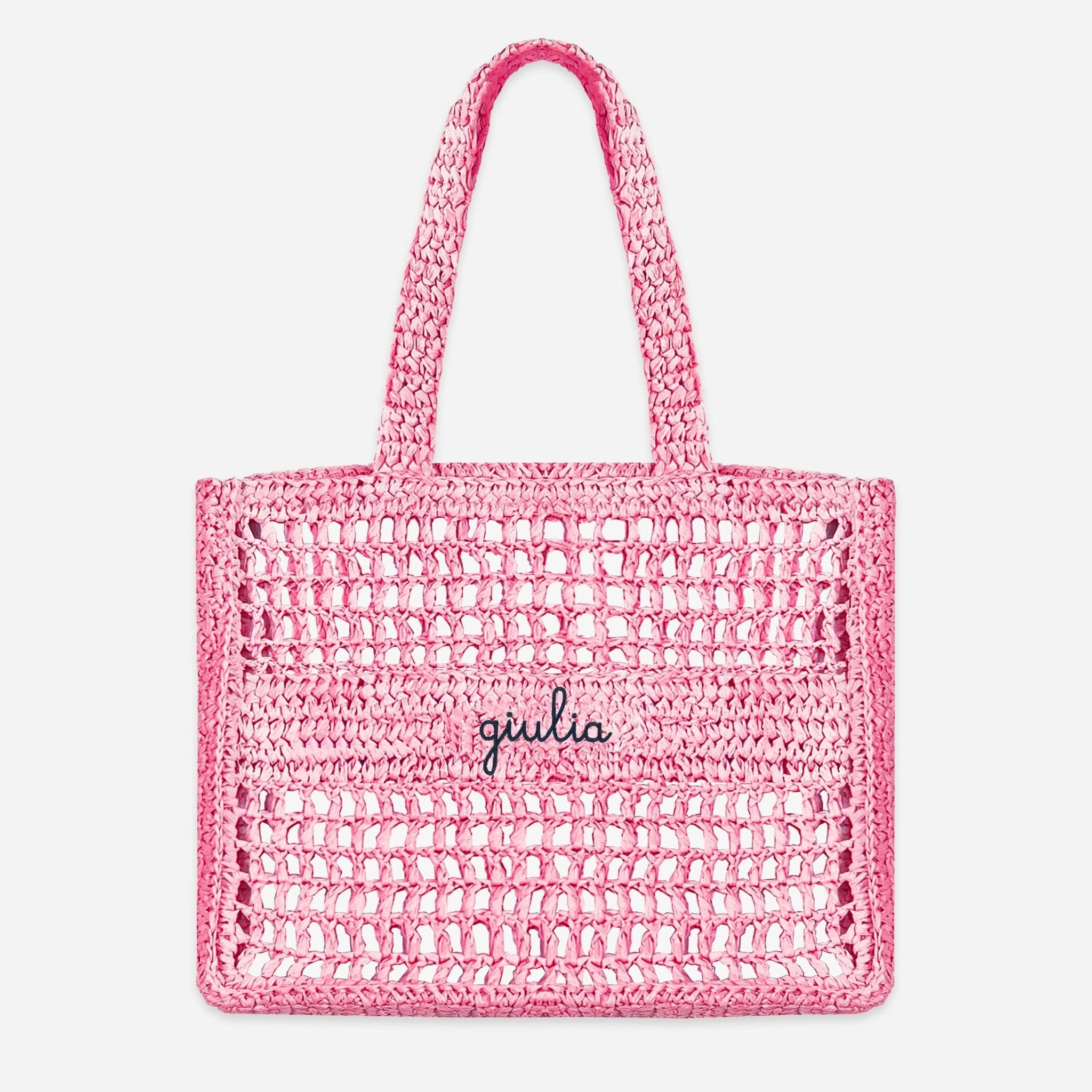 Borsa a Spalla in Rafia - Rosa - IDENTITY