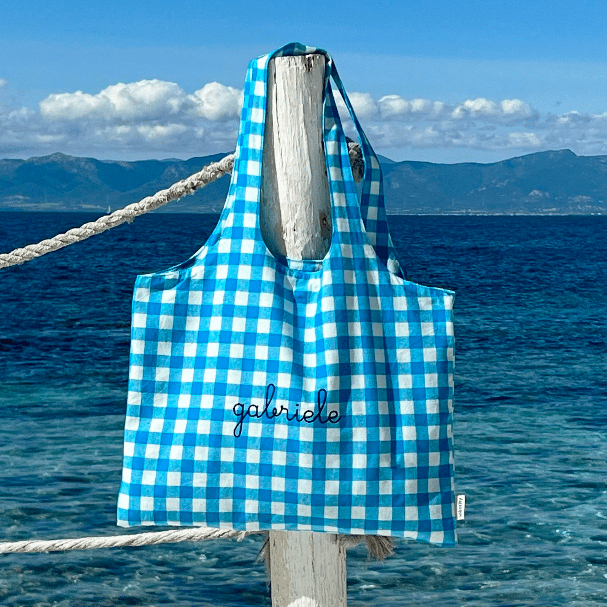 Borsa a spalla in Vichy - Azzurro - IDENTITY