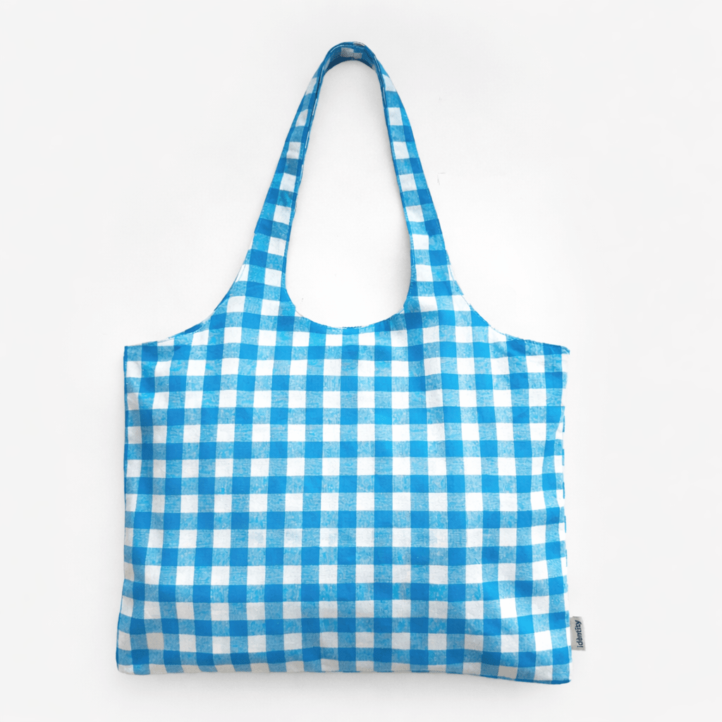Borsa a spalla in Vichy - Azzurro - IDENTITY