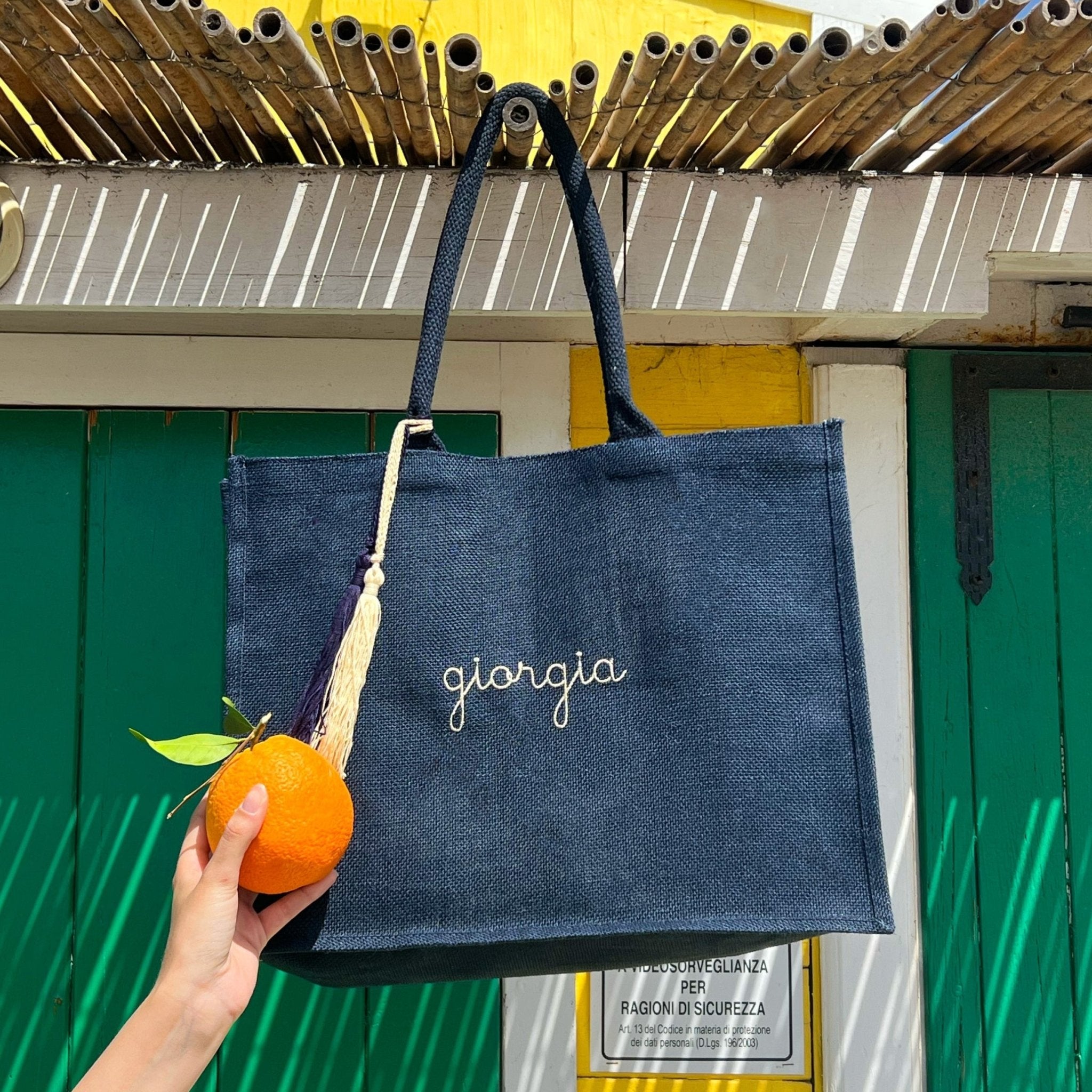 Borsa Tote in Juta - Blu Navy - IDENTITY