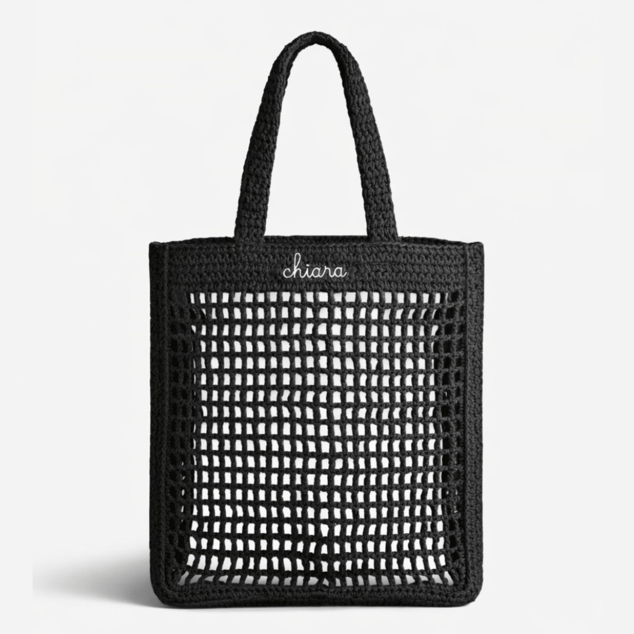 Borsa Tote in Rafia - Nero - IDENTITY