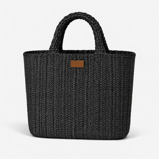 Borsa a Mano in Rafia - Nero