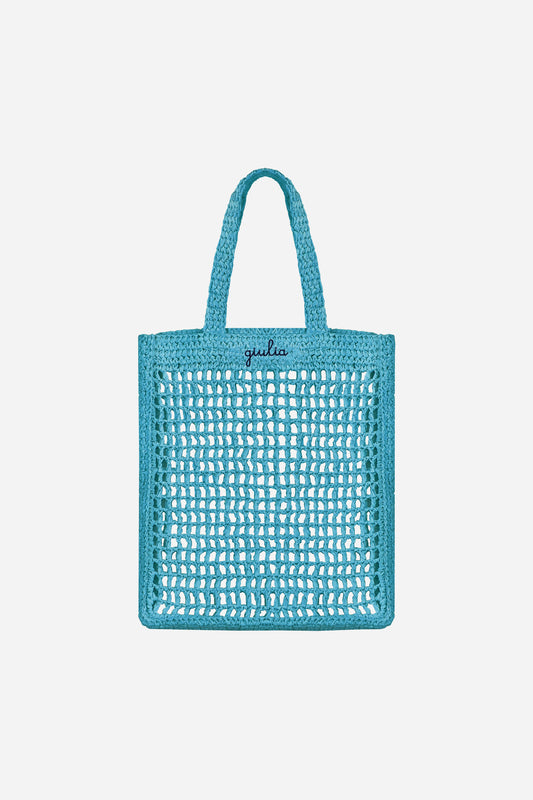 Rafia Tote Bag - Cerulean