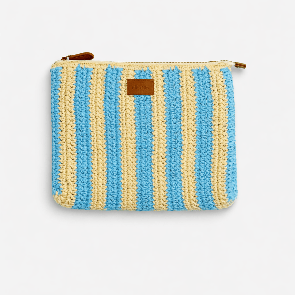 Pouch Bag in Rafia - Righe Azzurre - IDENTITY
