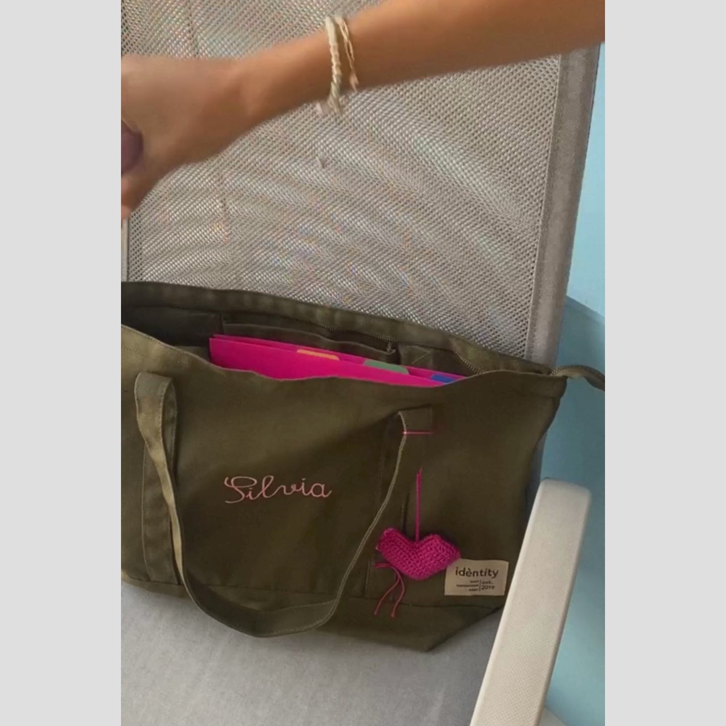 Borsa Tote Vintage KAUKKO In Tela Verde Militare - Capiente, Leggera E Robusta, Per Uso Quotidiano, Scuola O Shopping