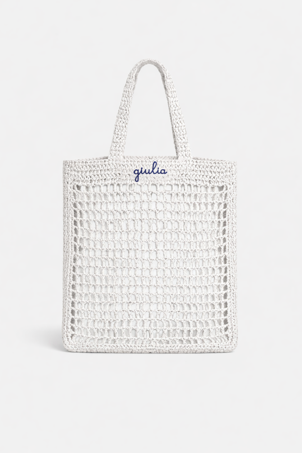 Borsa Tote in Rafia - Bianco